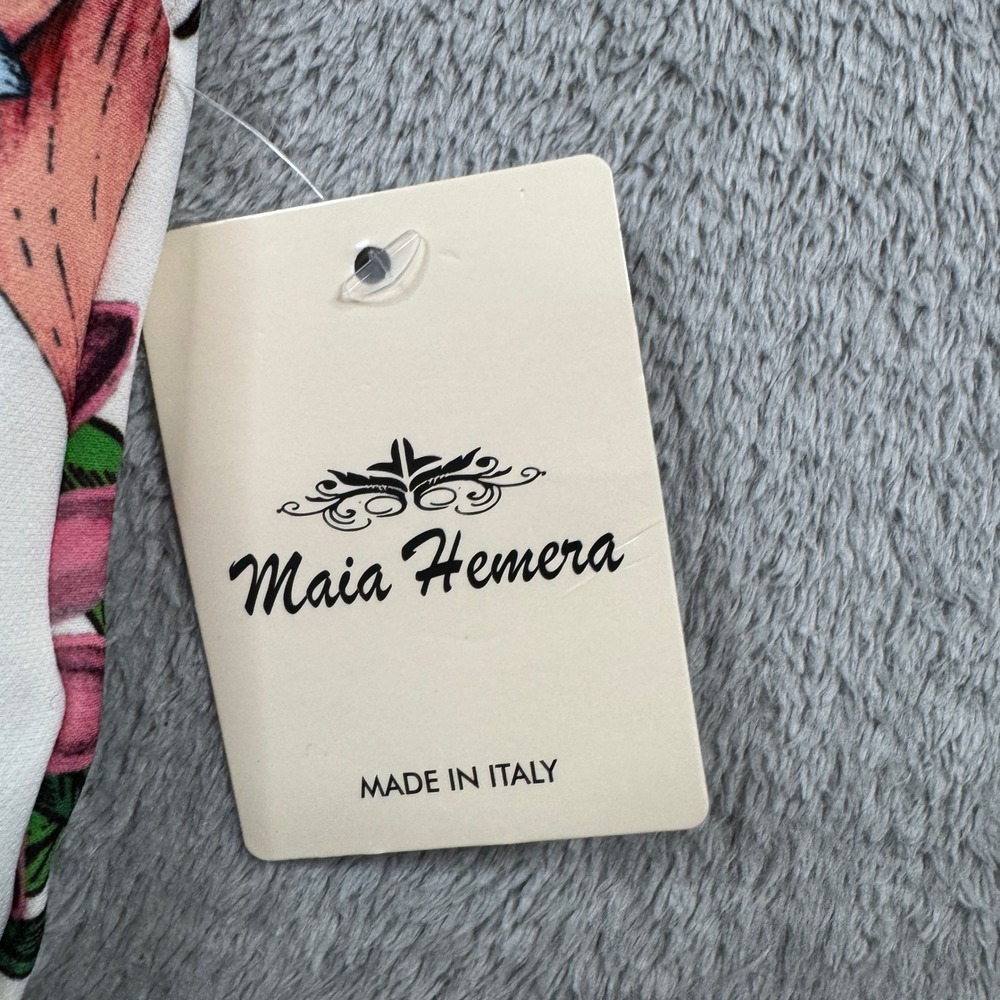 NWT Maia Hemera Made In Italy Floral Print Pants White Multi Color Womens Size M - Picture 2 of 11